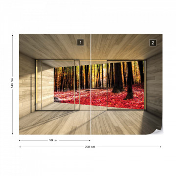 Autumn Forest 3D Modern Window View Photo Wallpaper Wall Mural - Img 11