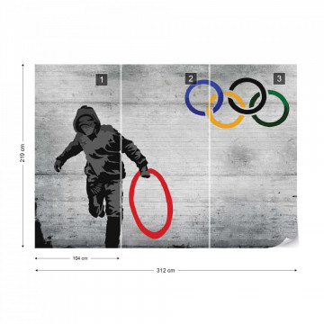 Banksy Graffiti Concrete Photo Wallpaper Wall Mural - Img 12