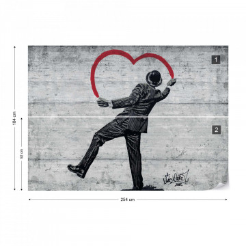Banksy Graffiti Concrete Texture Photo Wallpaper Wall Mural - Img 5