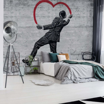 Banksy Graffiti Concrete Texture Photo Wallpaper Wall Mural - Img 2