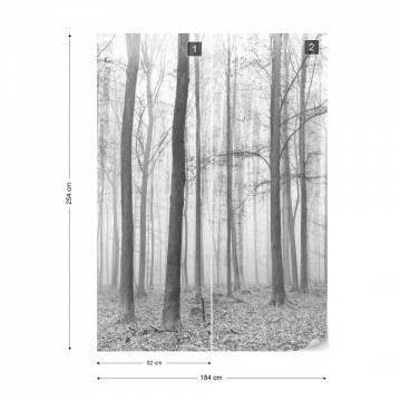 Black And White Misty Forest Photo Wallpaper Wall Mural - Img 7