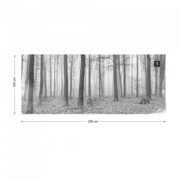 Black And White Misty Forest Photo Wallpaper Wall Mural - Img 13