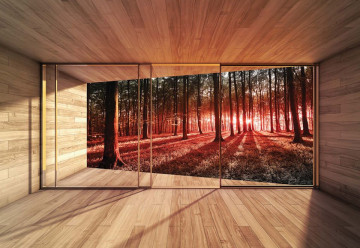 Forest 3D Modern Window View Photo Wallpaper Wall Mural - Img 3