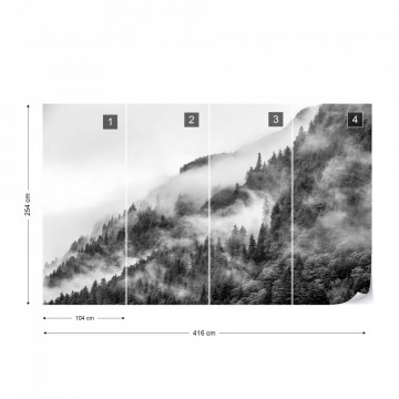 Fototapet - Ceață peste Pădure – Alb-Negru - Img 16