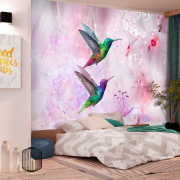Fototapet - Colourful Hummingbirds (Purple) - Img 1