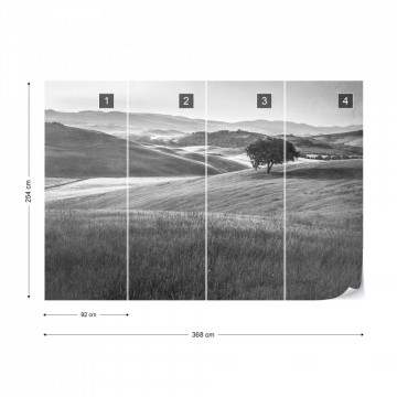 Fototapet - Dealuri Înverzite – Aspect Vintage, Alb-Negru - Img 10