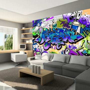 Fototapet - Graffiti: violet theme - Img 1