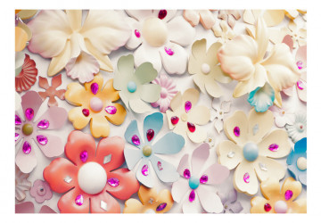 Fototapet - Motiv floral - compoziție romantică cu bijuterii pe fundal deschis - Img 2