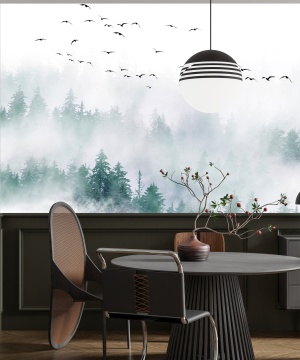 Fototapet Personalizat Păsări în Ceață – Atmosferă Calmă și Design Elegant - Img 3