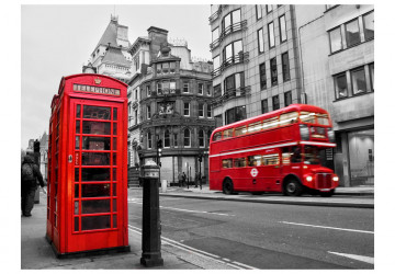 Fototapet - Red bus and phone box in London - Img 2