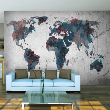 Fototapet - World map on the wall - Img 1