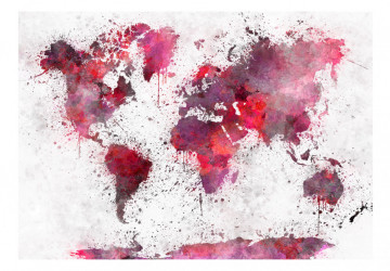 Fototapet - World Map: Red Watercolors - Img 2