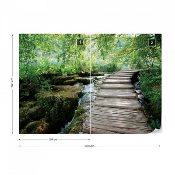 Green Forest Waterfall Pathway Photo Wallpaper Wall Mural - Img 13