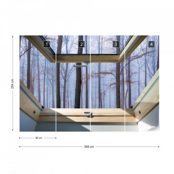 Misty Forest 3D Skylight Window View Photo Wallpaper Wall Mural - Img 9