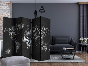 Paravan - Retro Continents (Black) II [Room Dividers] - Img 2