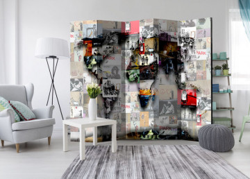 Paravan - Room divider – World map – Banksy - Img 2