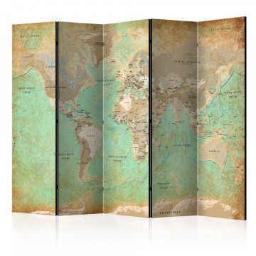 Paravan - Turquoise World Map [Room Dividers] - Img 1