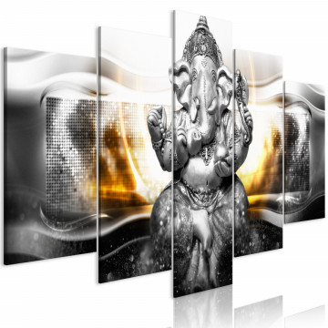 Tablou - Buddha Style (5 Parts) Silver Wide - Img 1