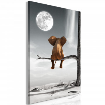 Tablou - Elephant and Moon (1 Part) Vertical - Img 1