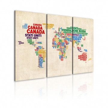 Tablou - Italian names of countries in vivid colors - triptych - Img 1
