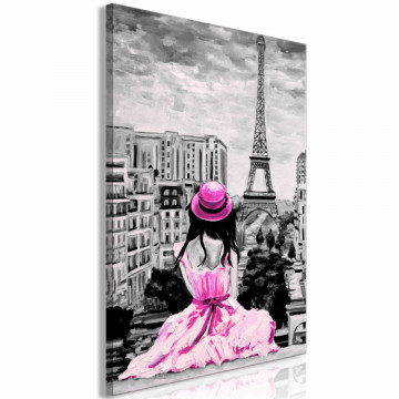Tablou - Paris Colour (1 Part) Vertical Pink - Img 1