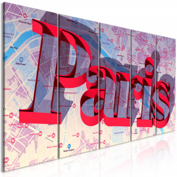 Tablou - Red Paris (5 Parts) Narrow - Img 1