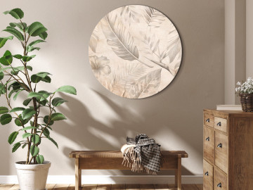 Tablou rotund - A multitude of exotic leaves and flowers - A subtle composition of tropical plant species maintained in sepia tones/Tropics in sepia - Img 2