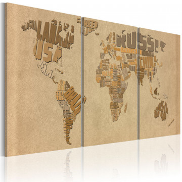 Tablou - The world map in beige and brown - Img 1