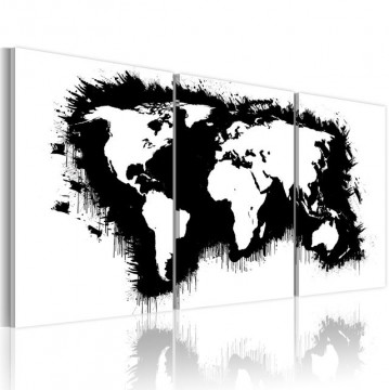 Tablou - The World map in black-and-white - Img 1