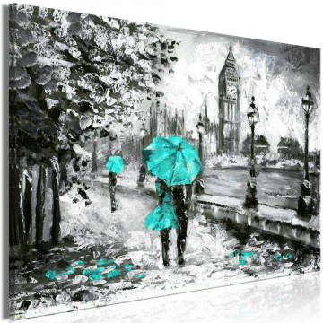 Tablou - Walk in London (1 Part) Wide Turquoise - Img 1