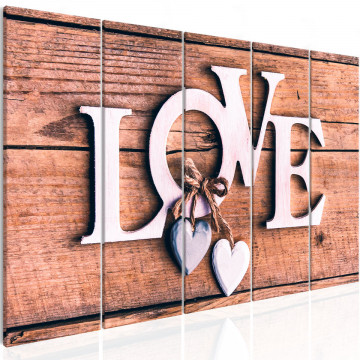 Tablou - Wooden Letters (5 Parts) Narrow - Img 1