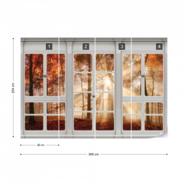 3D Door View Autumn Forest Photo Wallpaper Wall Mural - Img 7