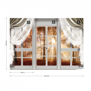 3D Door View Autumn Forest Photo Wallpaper Wall Mural - Img 12
