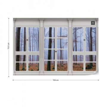 3D Door View Misty Forest Photo Wallpaper Wall Mural - Img 1