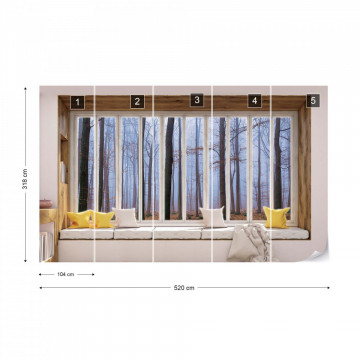 3D Window View Misty Forest Photo Wallpaper Wall Mural - Img 15