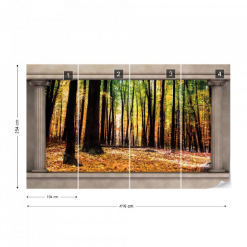Autumn Forest Roman Column View Photo Wallpaper Wall Mural - Img 13