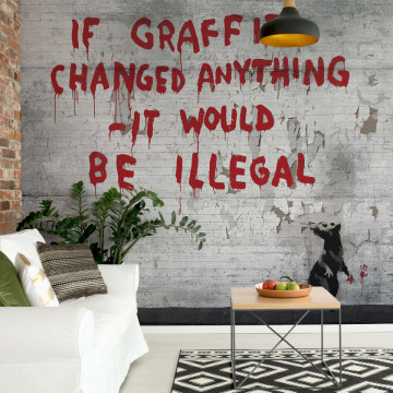 Banksy Graffiti Concrete Photo Wallpaper Wall Mural - Img 14