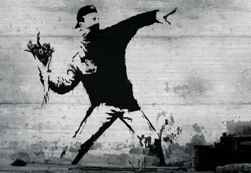 Banksy Graffiti Concrete Photo Wallpaper Wall Mural - Img 3