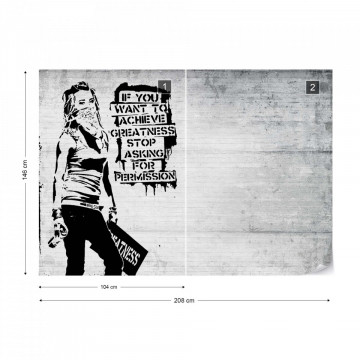 Banksy Graffiti Concrete Texture Photo Wallpaper Wall Mural - Img 11