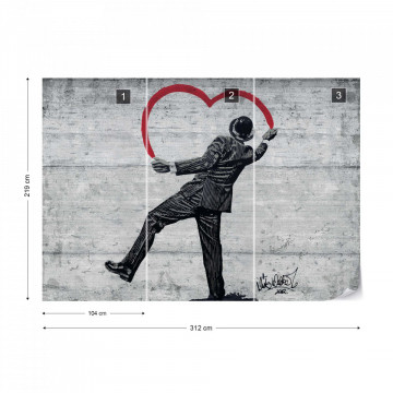 Banksy Graffiti Concrete Texture Photo Wallpaper Wall Mural - Img 12