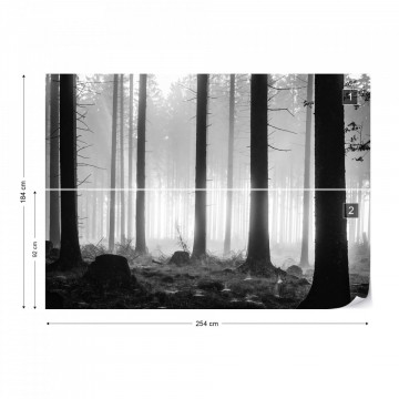Black And White Atmospheric Forest Photo Wallpaper Wall Mural - Img 8