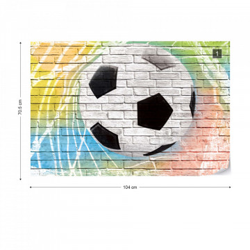 Football Graffiti Brick Wall Photo Wallpaper Wall Mural - Img 1