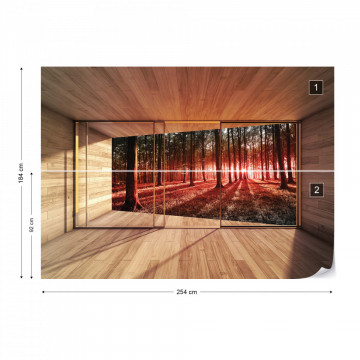 Forest 3D Modern Window View Photo Wallpaper Wall Mural - Img 8