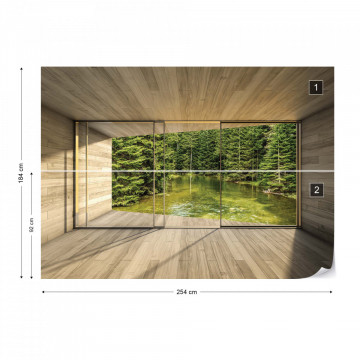 Forest Lake 3D Modern Window View Photo Wallpaper Wall Mural - Img 8