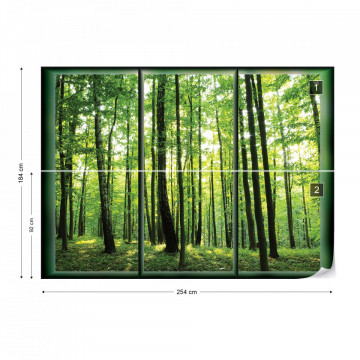 Forest Trees Green Window View Photo Wallpaper Wall Mural - Img 5