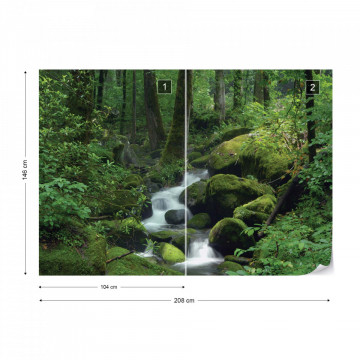 Forest Waterfall Rocks Nature Photo Wallpaper Wall Mural - Img 12