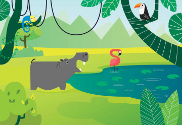 Fototapet - Bălăceală la Zoo 6