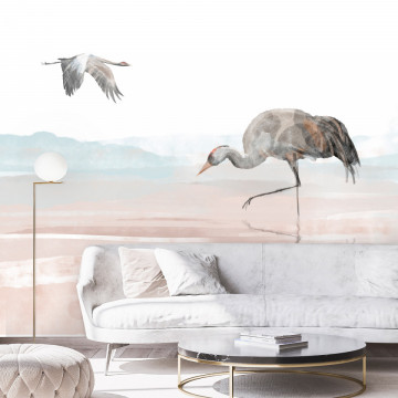 Fototapet - Cranes Over the Water - Img 1