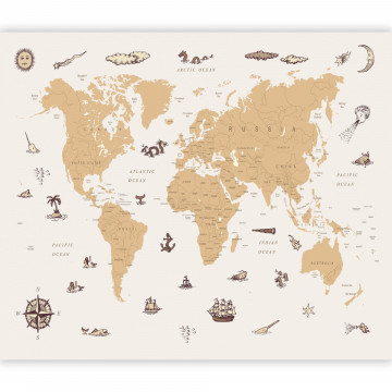 Fototapet - Hartă cu lupi de mare - Țări cu ilustrații de pirați - Img 2
