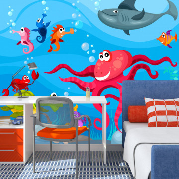 Fototapet - Octopus and shark - Img 1